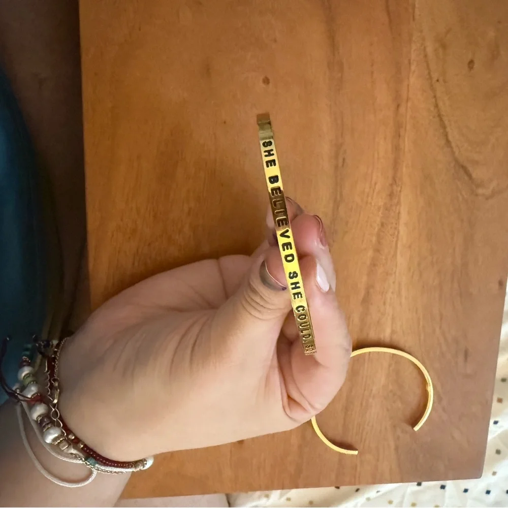 Inspirational Gold Bangle Bracelet - Picture 2 of 6